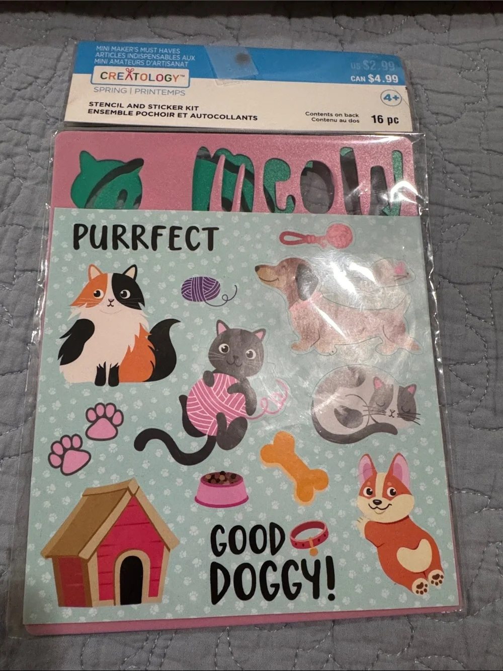 Creatology Purrfect Spring Stencil & Sticker Kit - Pink